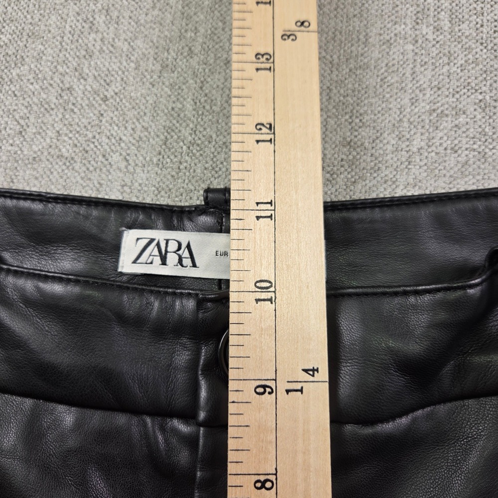 Zara Faux Leather Ankle Pants Black Women's Large Festival Contemporary - Picture 6 of 7